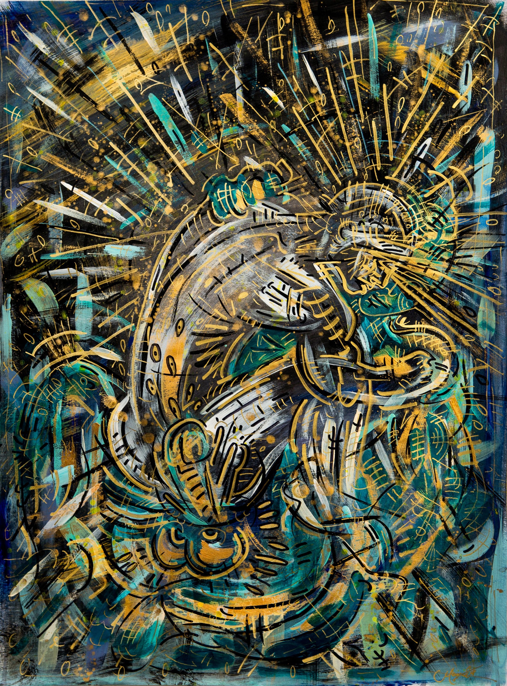"Big Dipper" - 24k Gold Embellished Print Painting